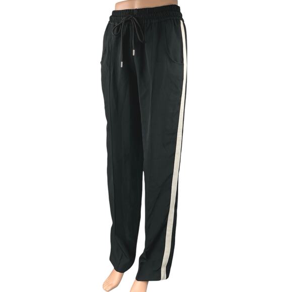 Zara Women's Black Striped High Waist Drawstring Trousers Sweatpants Size S - Picture 1 of 6